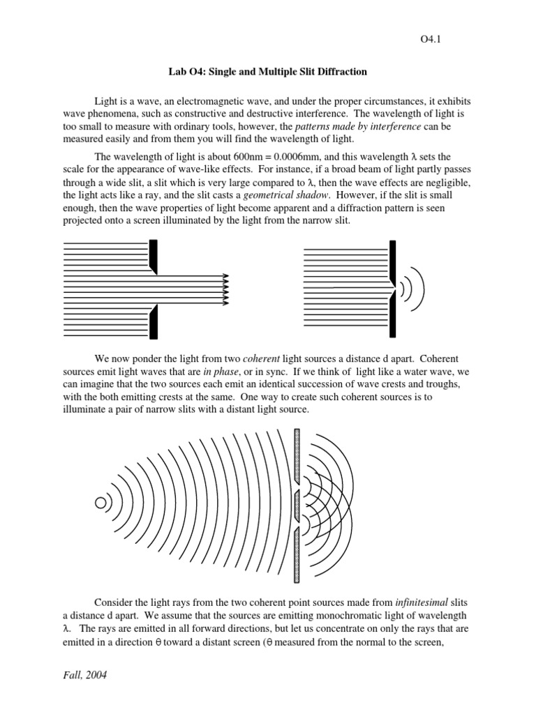 Single and Multiple Slit Diffraction | PDF | Diffraction | Wavelength