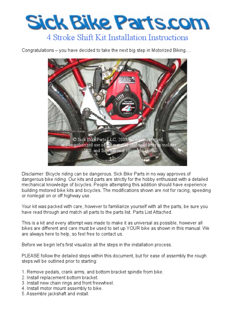 4 Stroke Shift Kit Installation Instructions PDF Screw Nut (Hardware)