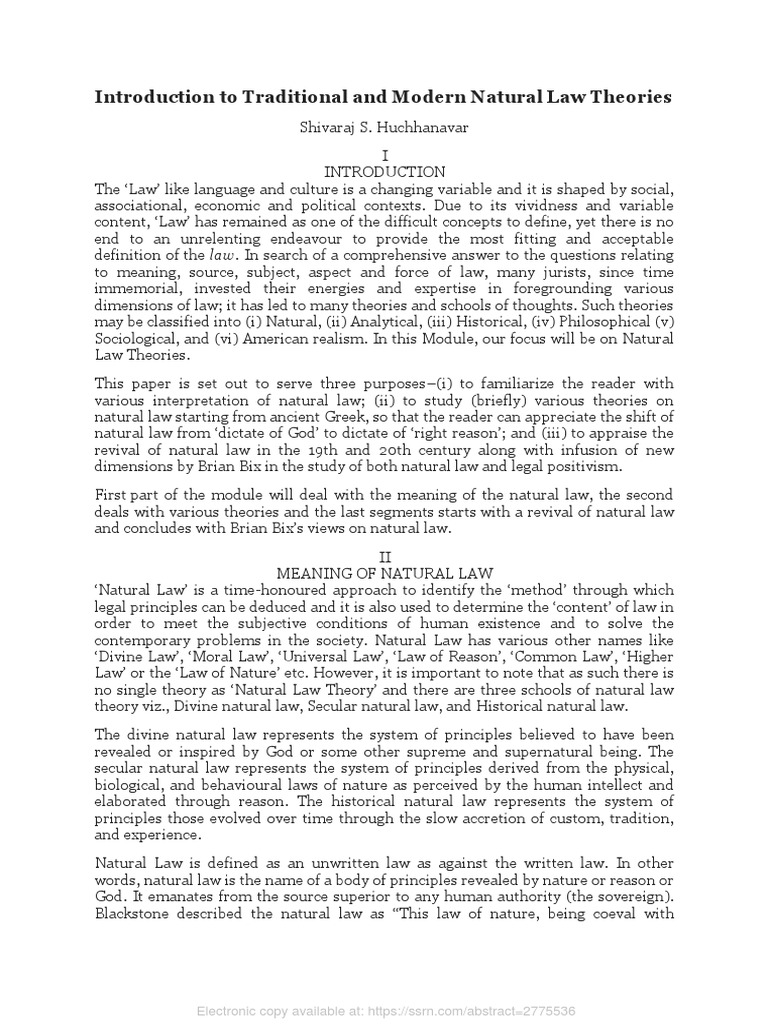 Introduction To Traditional and Modern Natural Law Theories Download