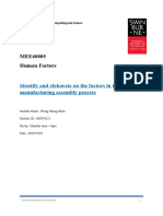 MEE40005 Human Factors: Identify and Elaborate On The Factors in The Manufacturing Assembly Process