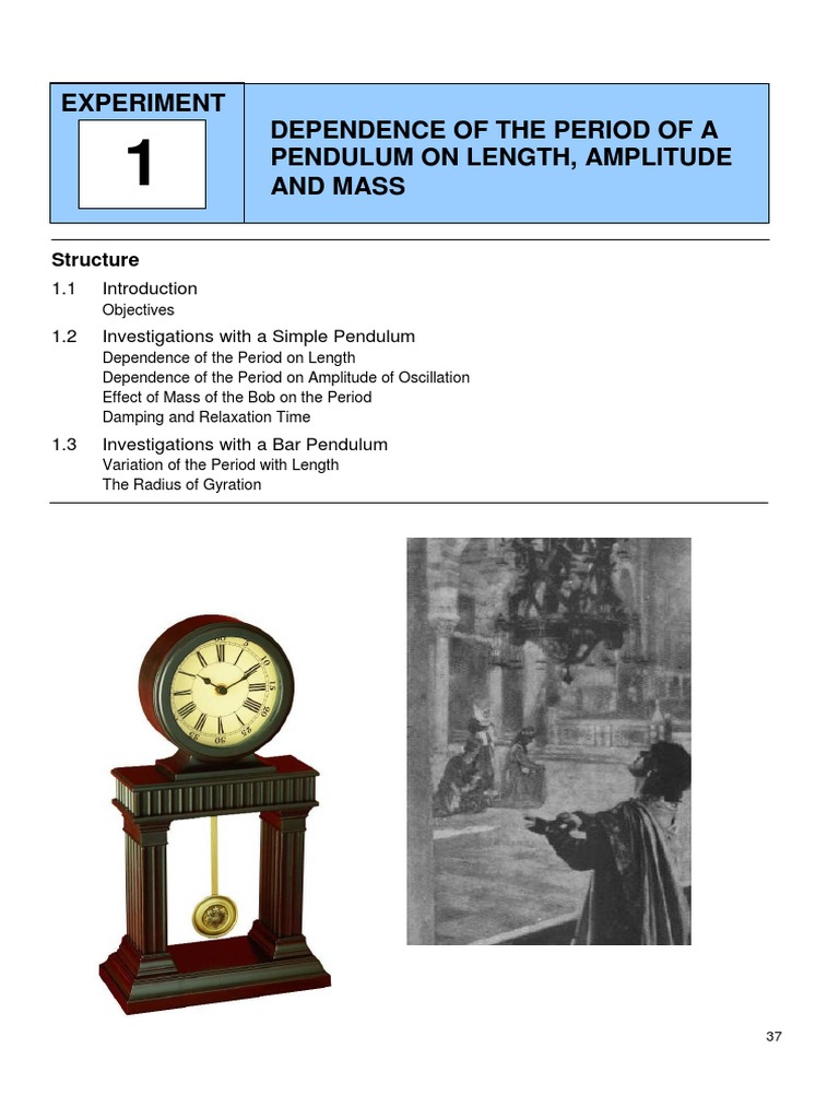 Experiment 1 - Final - ARIAL PDF | PDF | Pendulum | Oscillation