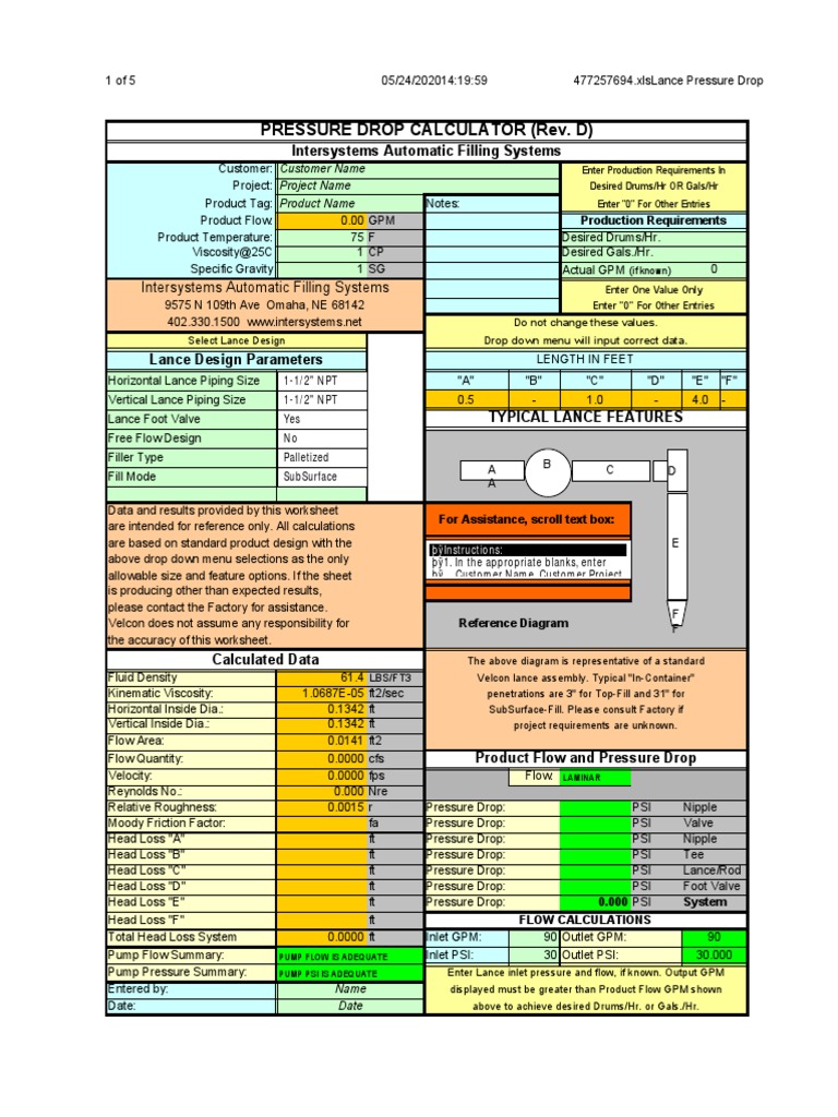 Pressure Drop Calculator PDF Fluid Dynamics Reynolds Number