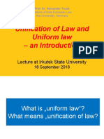 Unification of Law and Uniform Law - An Introduction: Lecture at Irkutsk State University
