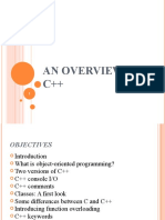C++ Overview: Object-Oriented Programming and Classes
