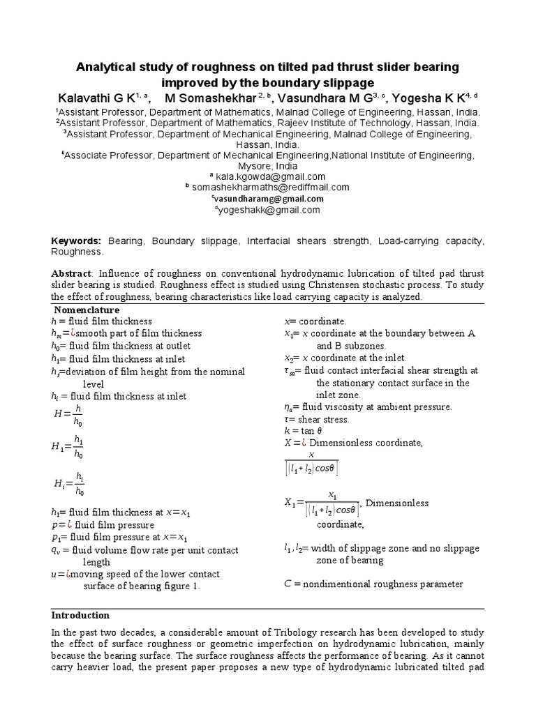 Analysis of the Effects of Surface Roughness and Boundary Slippage on