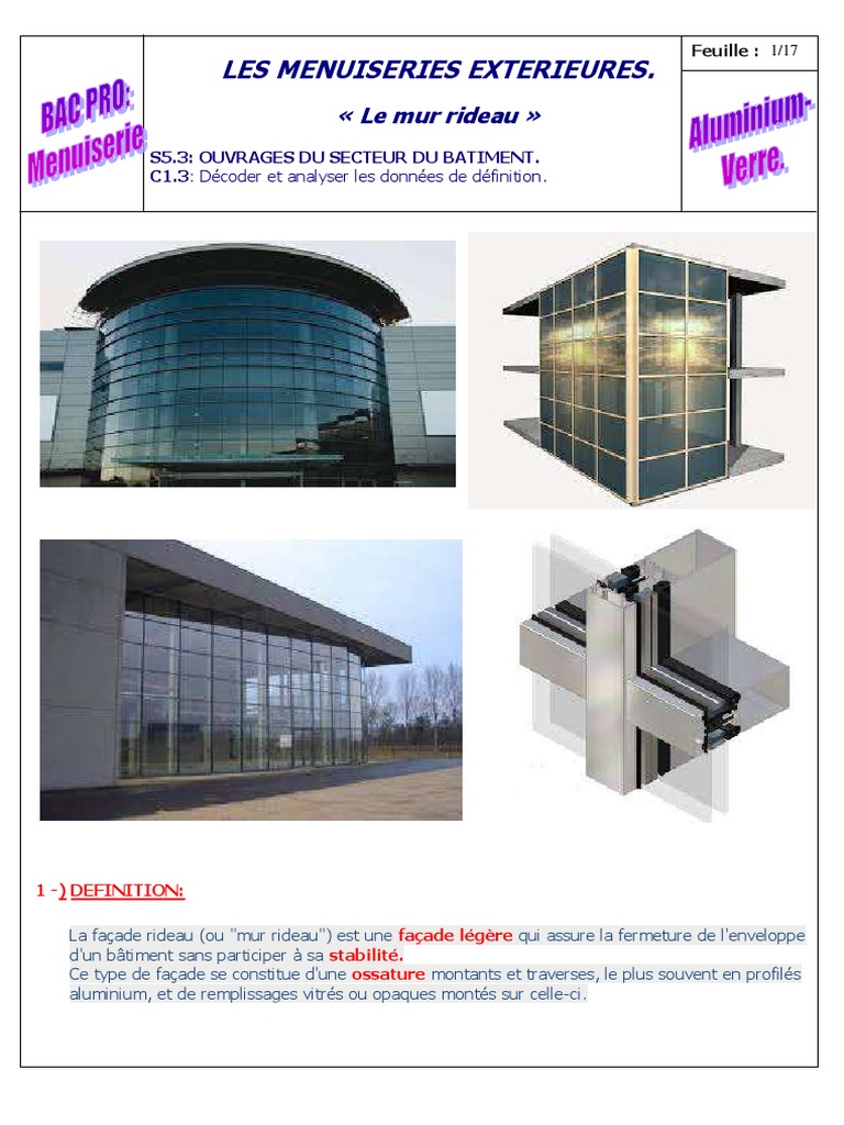 Techniques de Mur Rideau en Architecture | PDF | Mur | Lunettes