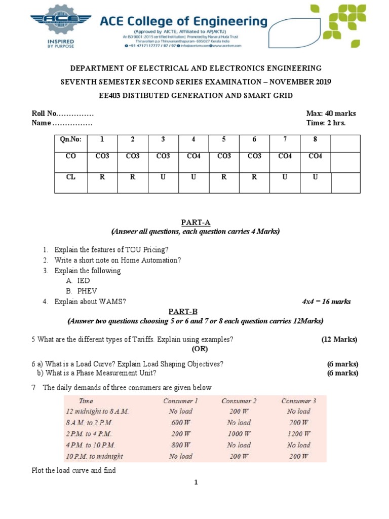 EE403 Exam: Distributed Generation | PDF