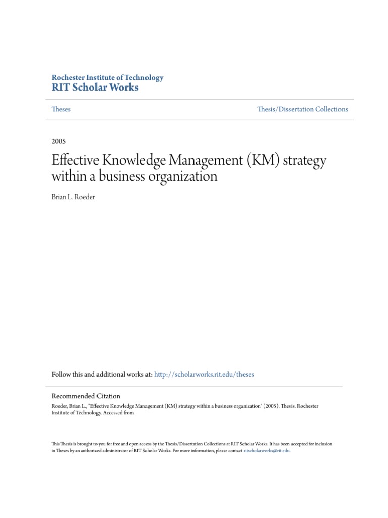 Effective Knowledge Management (KM) Strategy Within A Business or PDF ...