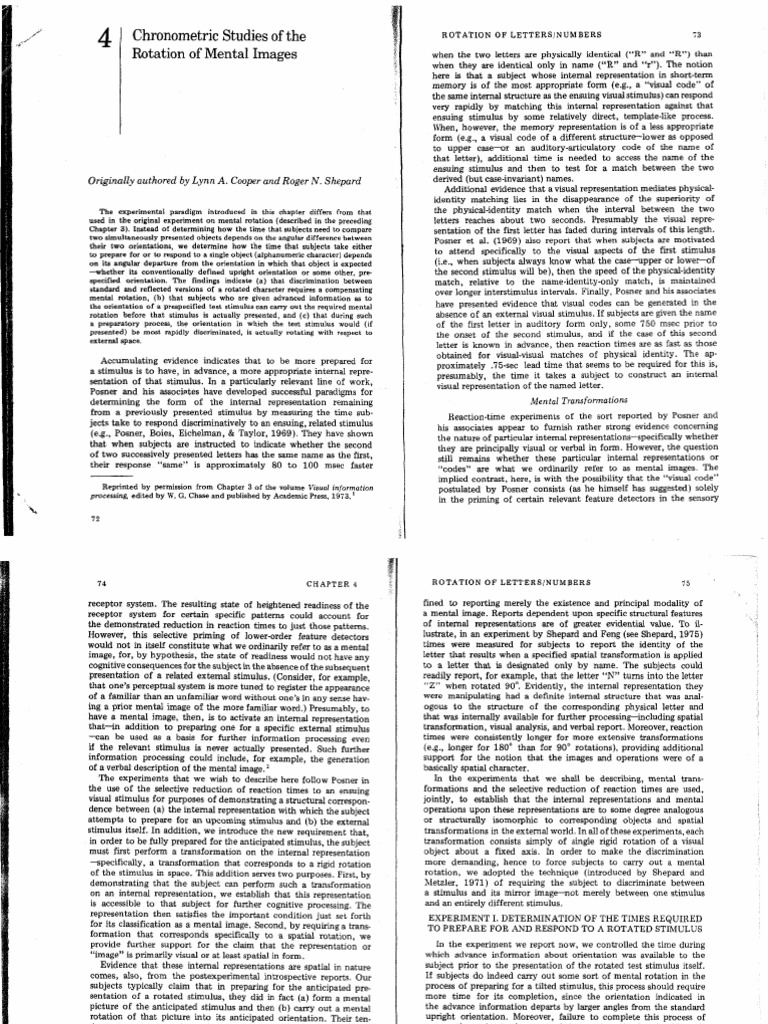 Cooper (1973) Chronometric Studies of The Rotation of Mental Images PDF ...