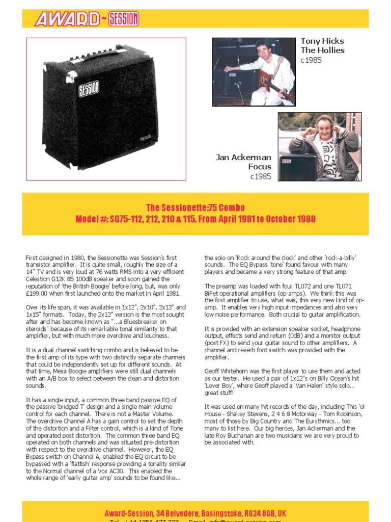 Sessionette 75 Amplifier Overview | PDF | Signal Processing | Sound ...