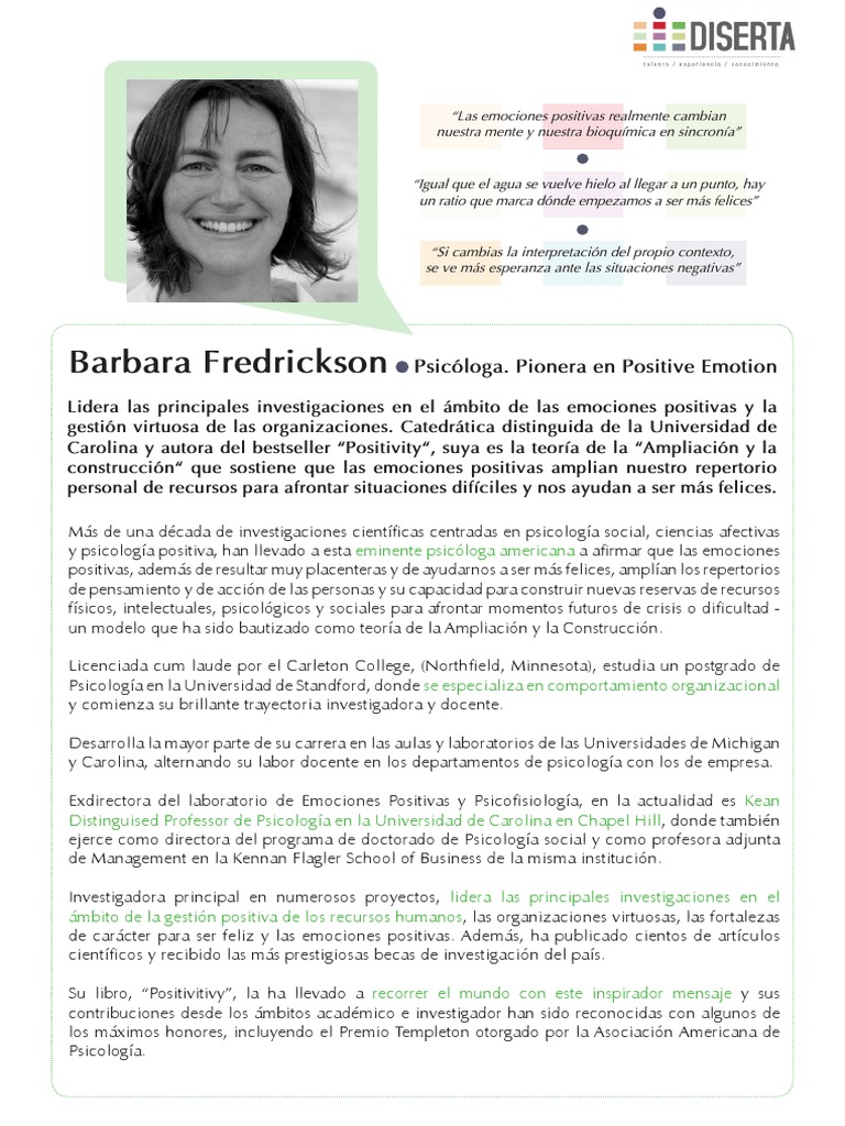 Barbara Fredrickson Bio | PDF | Las emociones | Sicología