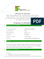 Programa da disciplina Teoria dos Números no IFPB Campus Cajazeiras