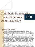 Contribuţia Domnitorilor romani la dezvoltarea culturii naţionale