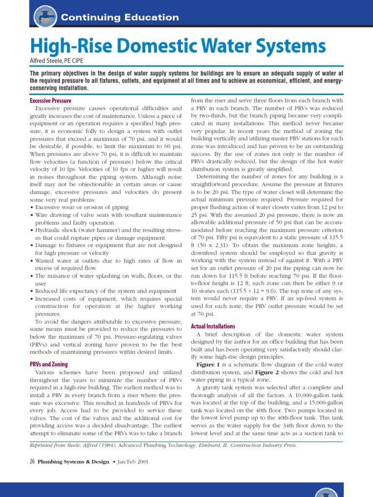 High-Rise Water Supply System Design | PDF | Water Heating | Water ...