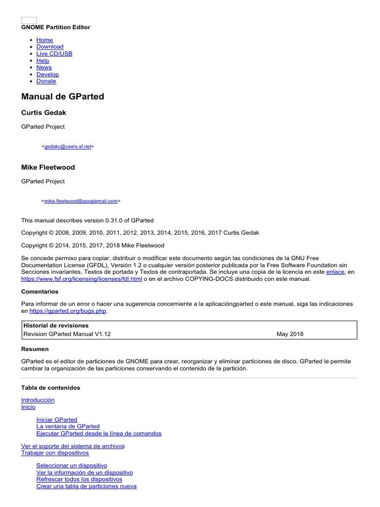 Gparted Manual De Gparted Pdf Tecnologia De Sistema Operativo Software Del Sistema