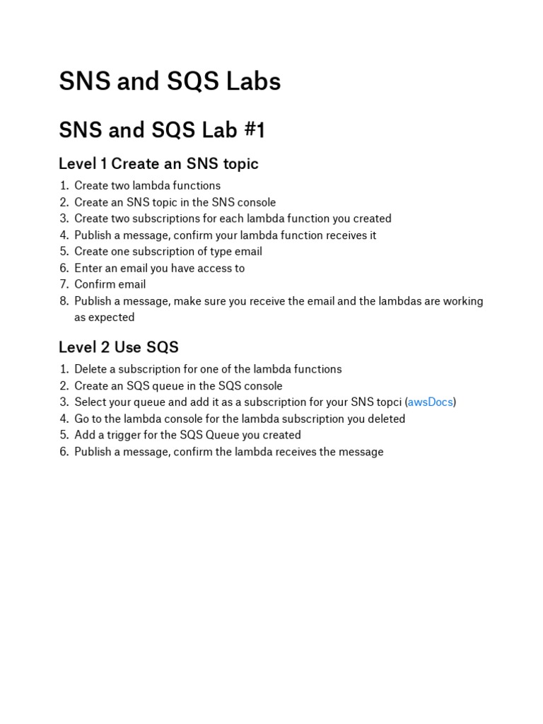 Sns and Sqs Labs | PDF