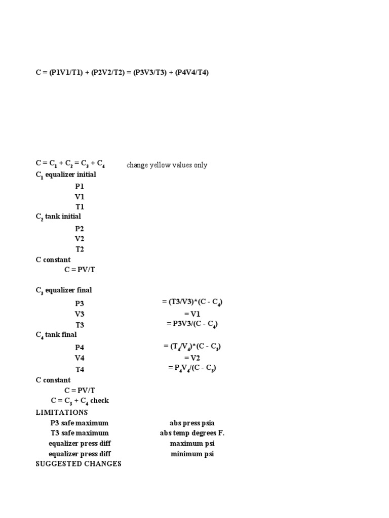 Equalizer Formula Spreadsheet PDF Pressure Physical Quantities