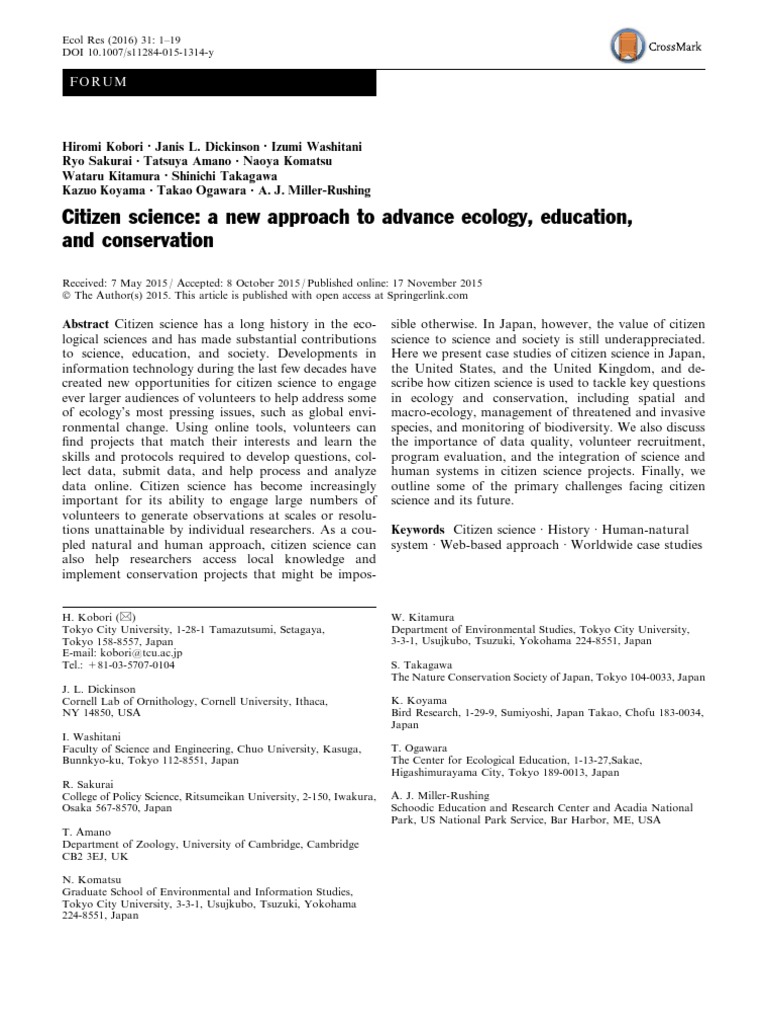 Citizen Science in Ecology and Conservation | PDF | Conservation ...