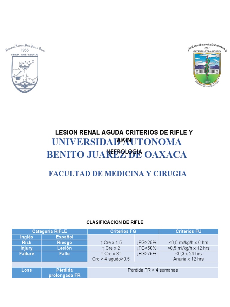 Clasificación RIFLE vs AKIN en IRA | PDF | Función renal | Creatinina