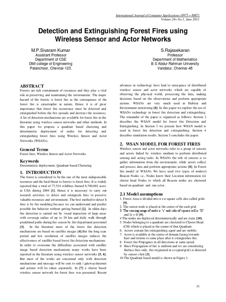 Detection and Extinguishing Forest Fires PDF | PDF | Wireless Sensor ...