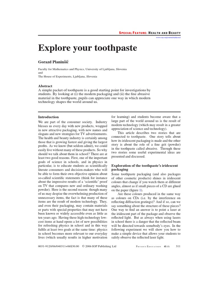 Toothpaste PED Fin PDF Tooth Enamel Abrasive