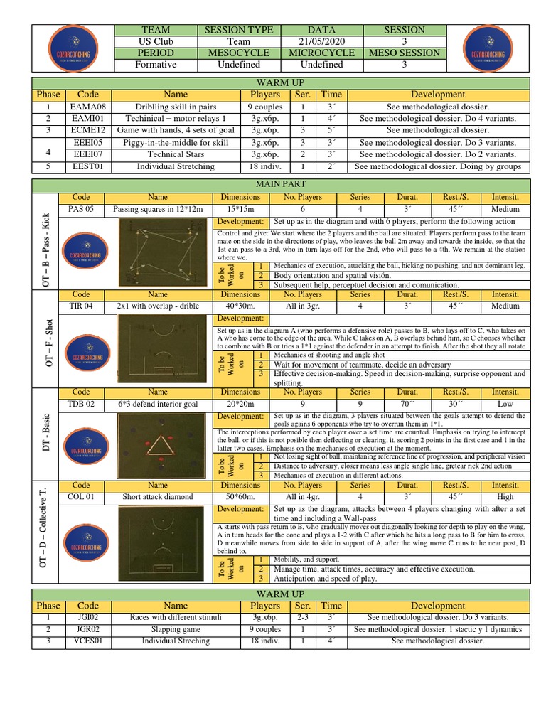 Soccer Training Session Plan | PDF | Leisure | Athletic Sports