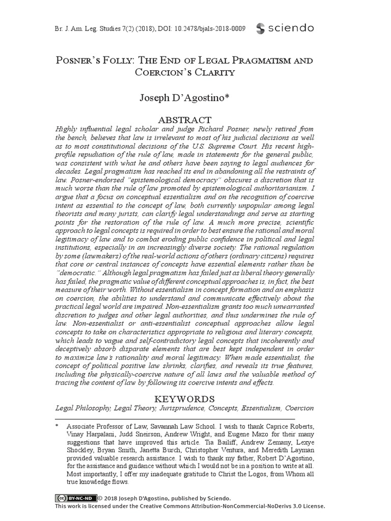 Posner's Folly The End of Legal Pragmatism and Coercion's Clarity