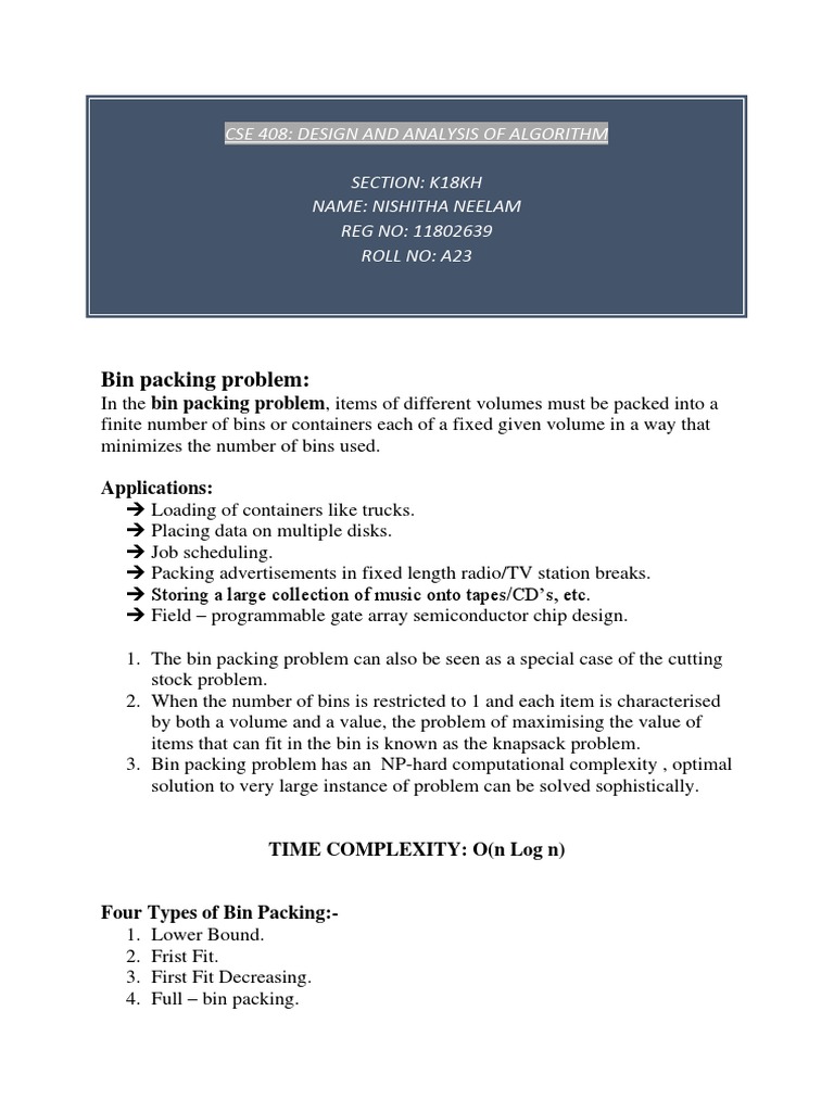 Overview of Bin Packing and Modular Arithmetic | PDF | Teaching Methods ...