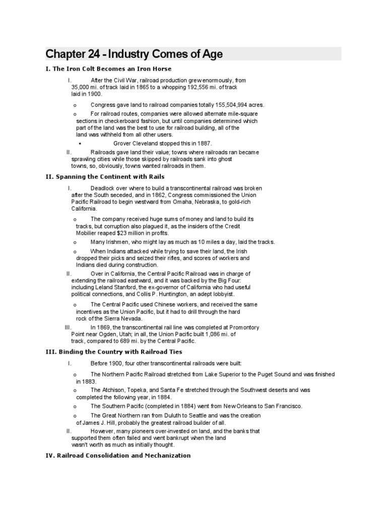 Chapter 24 - Industry Comes of Age: I. The Iron Colt Becomes An Iron ...