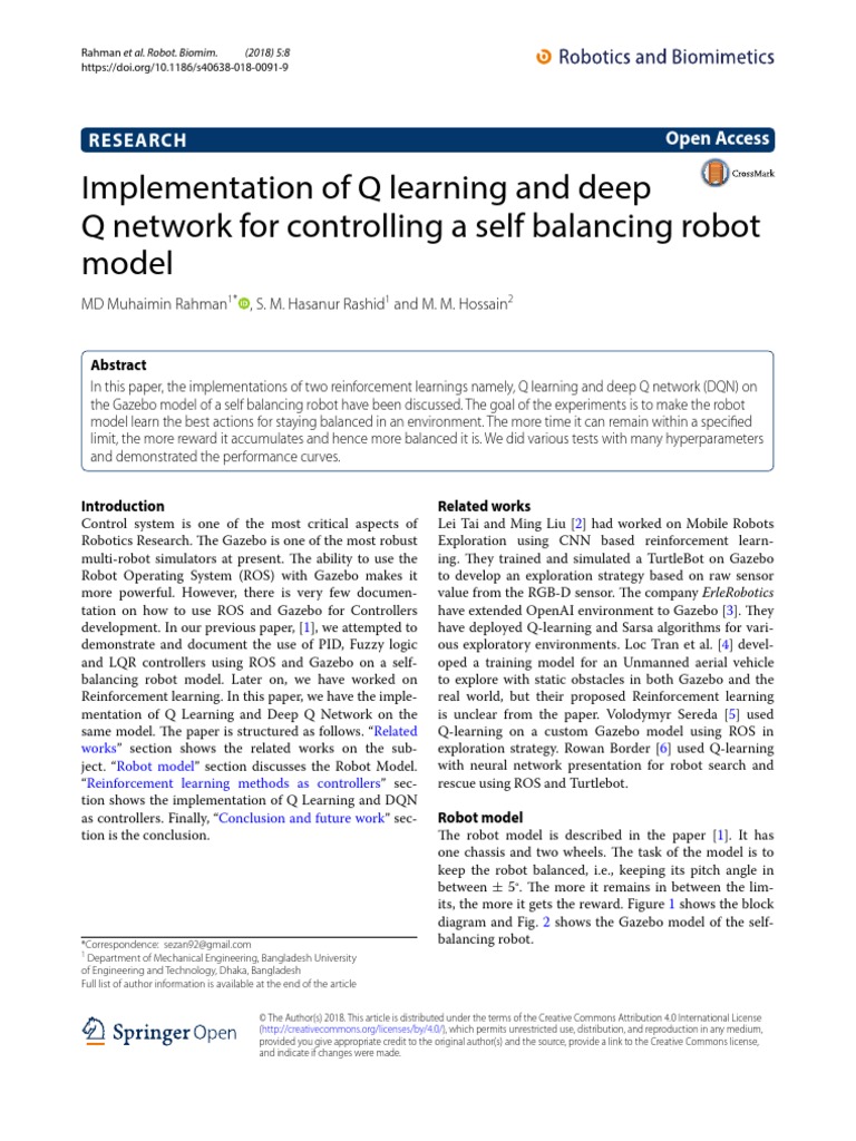 Rahman2018 Article ImplementationOfQLearningAndDe PDF | PDF ...