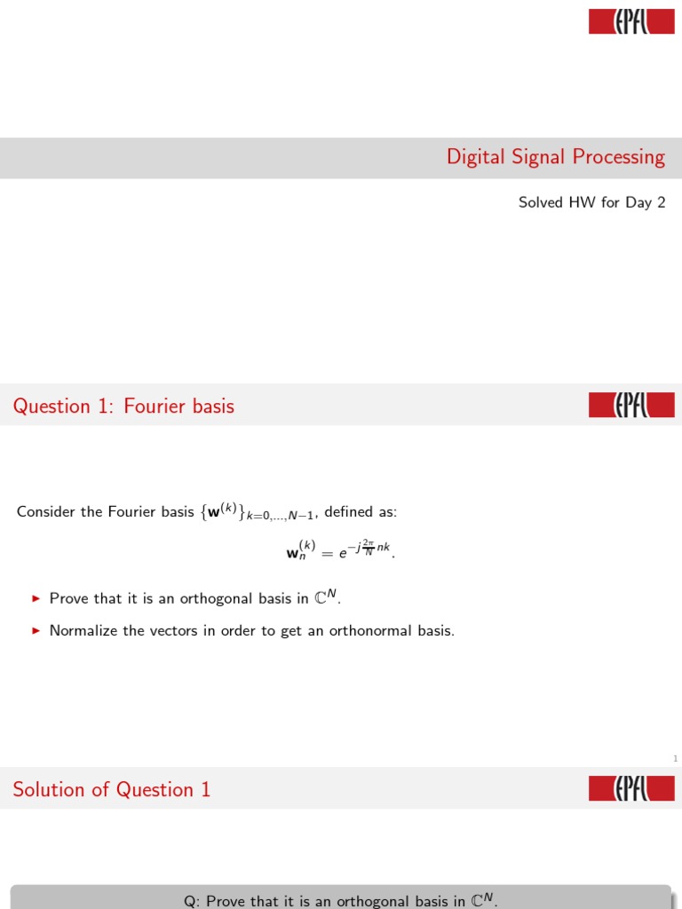 Digital Signal Processing Solved HW For Day 2 Download Free PDF