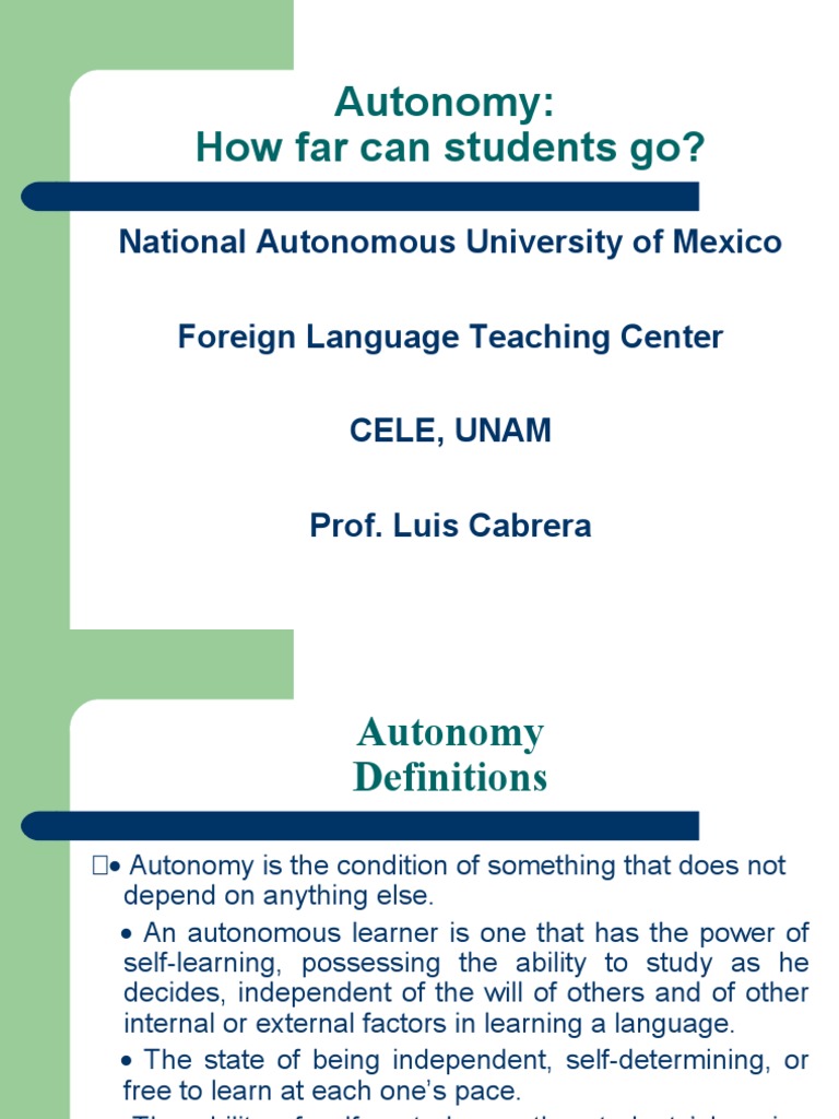 Autonomy in Language Learning | PDF | Applied Psychology | Cognitive ...