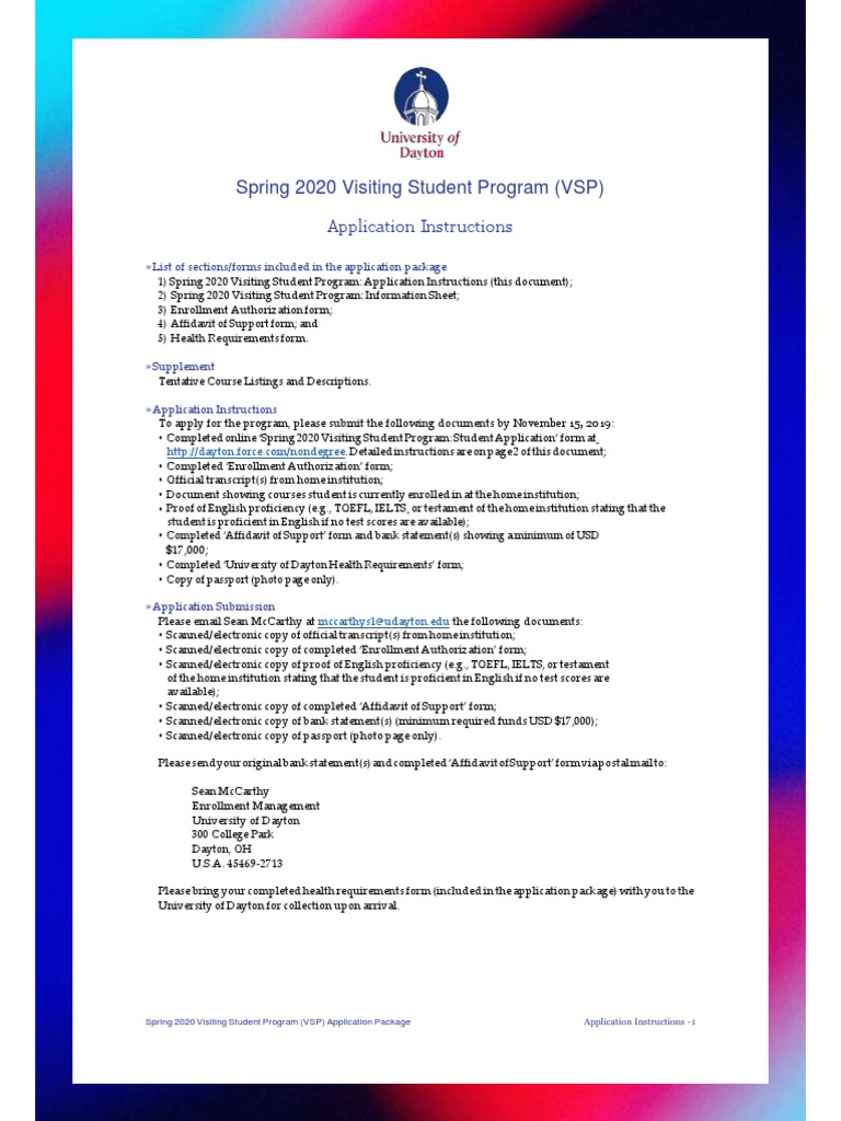 Spring 2020 VSP Application Guide | PDF | University And College ...