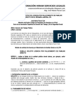 Modelo Solicitud Licencia Por Fallecimiento Familiar Directo Régimen Laboral 276 - Autor José María Pacori Cari