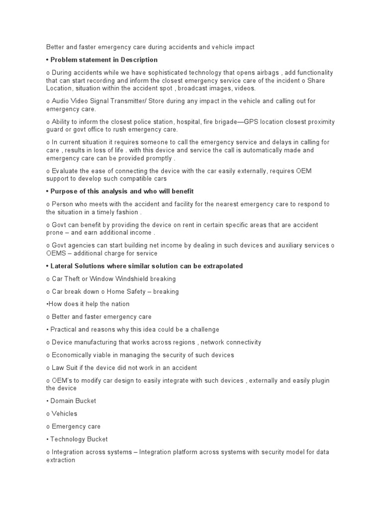 Emergency Care Innovations for Accidents | PDF