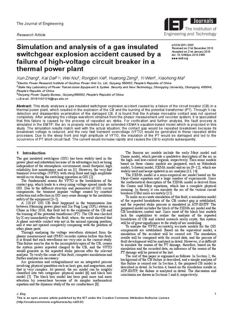 Gas Insulated Switchgear Explosion Analysis | PDF | Capacitor | Transformer