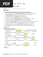 Cumulative Test A 1-5