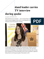 New Zealand Leader Carries On With TV Interview During Quake
