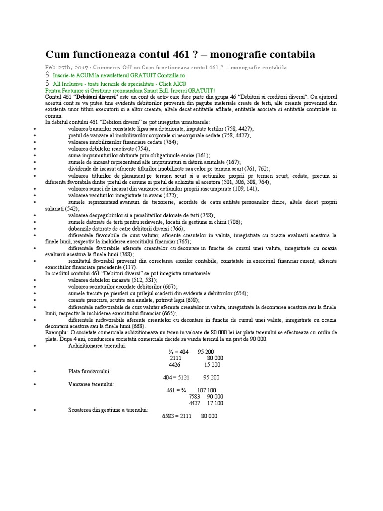 Cum Functioneaza Contul 461 | PDF