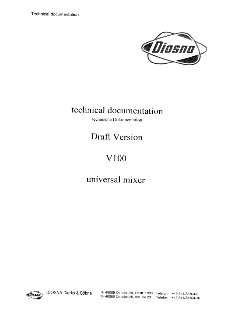Documentation Diosna V100 | PDF