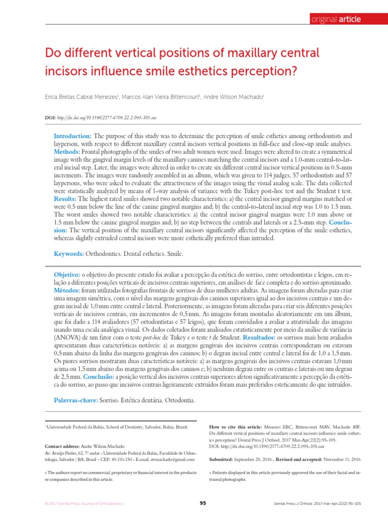 Do Different Vertical Positions of Maxillary Central Incisors Influence ...