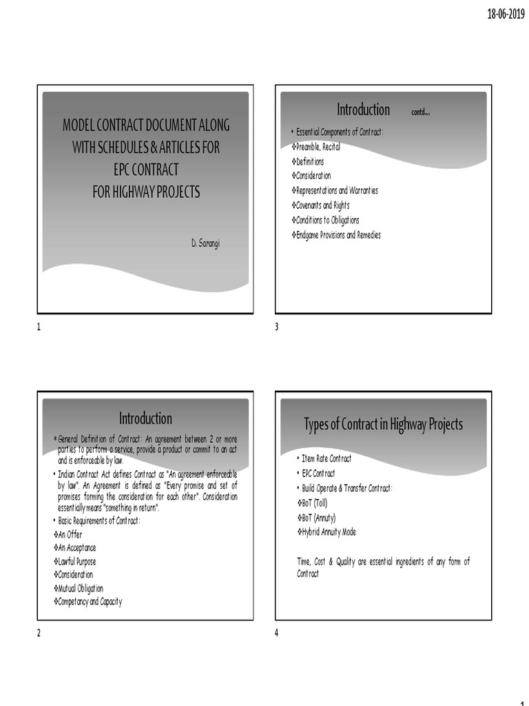 EPC Contract Model for Highway Projects | PDF | Road | Taxes