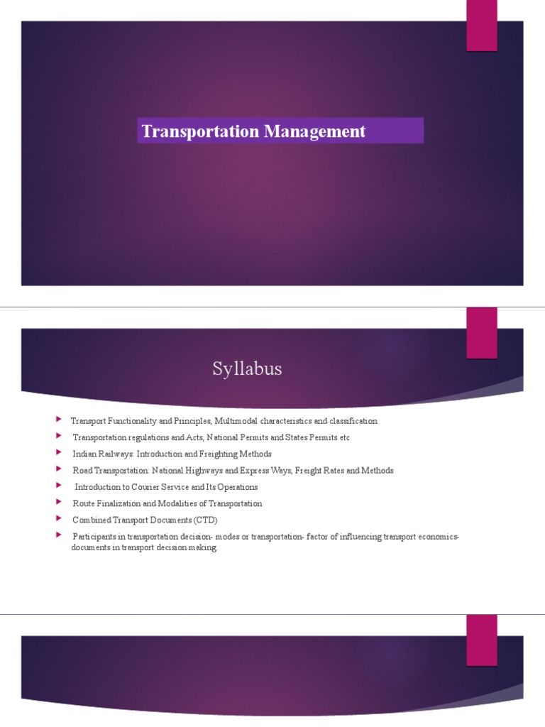 A Comprehensive Guide to Transportation Management: Analyzing Modalities, Regulations, and Key 