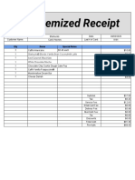 Itemized Receipt: Qty Items Special Notes