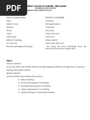 lesson plan - workshop