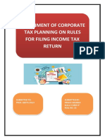 Assignment of Corporate Tax Planning On Rules For Filing Income Tax Return