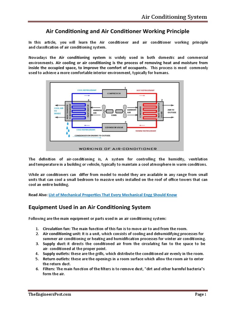 Air Conditioning System | PDF | Air Conditioning | Thermostat