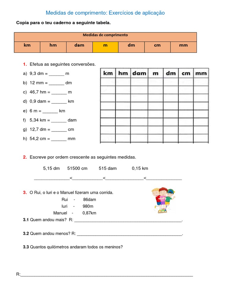 Exercícios de Aplicação Medidas de Comprimento | PDF
