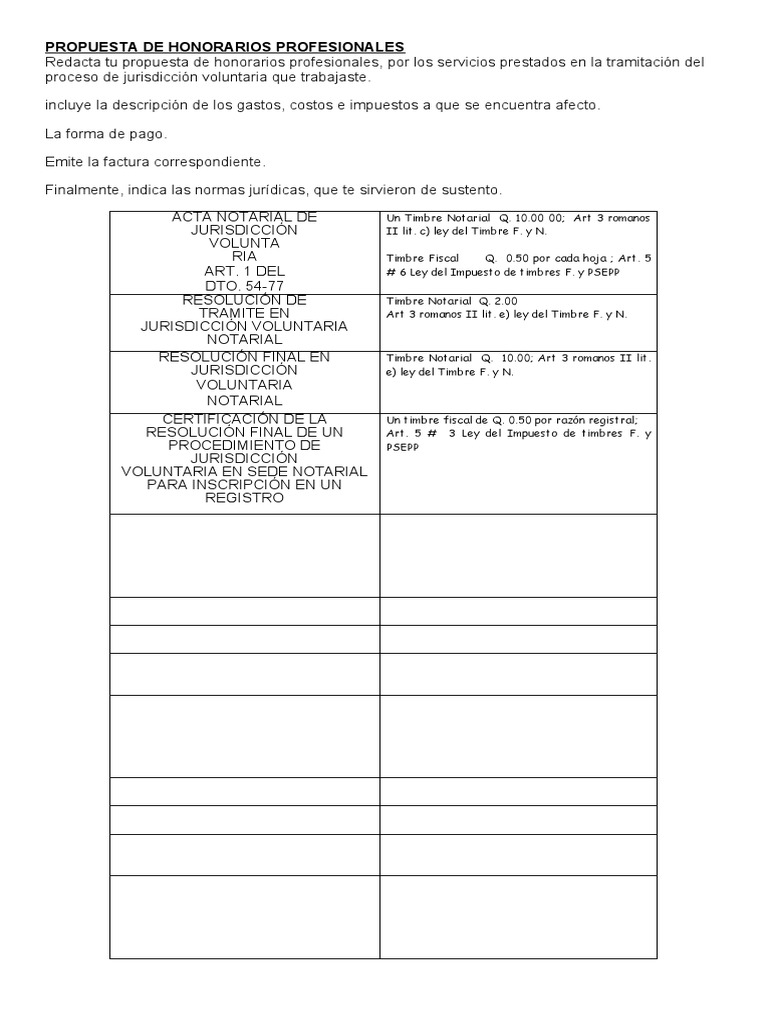 Propuesta de Honorarios Abogado | PDF