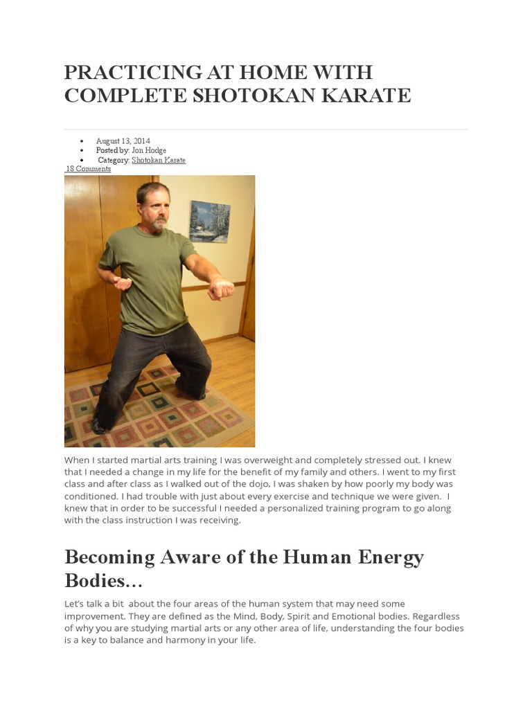 Home Training for Shotokan Karate | PDF | Karate | Shotokan
